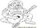 Dibujo De Astronauta Tocando La Guitarra Para Pintar Y Colorear