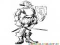 Don Quijote De La Mancha Con Espada Y Escudo Para Pintar Y Colorear A Donquijote