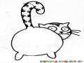 Dibujo De Gato Mostrando El Trasero Para Pintar Y Colorear