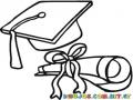 Dibujo De Birrete Y Diploma De Graduacion Para Pintar Y Colorear