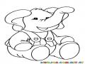 Dibujo De Bebe Elefante Con Oberol Para Pintar Y Colorear