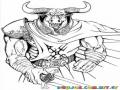 Dibujo De Toro Minotauro Con Espada Para Pintar Y Colorear