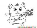 Hamstersita Con Ramo De Flores Para Pintar Y Colorear Hamsterscita Con Floresitas