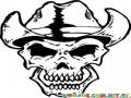 El Vaquero De La Muerte Para Pintar Y Colorear Dibujo De Craneo Con Sombrero Vaquero