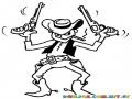 Dibujo De Vaquero Del Oeste Con 2 Revolveres Para Colorear
