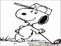 Dibujo De Snoopy Jugando Golf Para Pintar Y Colorear A Snupy Golfista