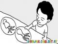 Dibujo De Hombre Comiendo Pulpo Y Calamar Para Pintar Y Colorear