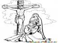Dibujo De Maria Con Jesus Crucificado Para Pintar Y Colorear