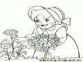 Dibujo De Heidy Cortando Flores Para Pintar Y Colorear