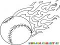 Dibujo De Peolota De Beisbol En Llamas Para Pintar Y Colorear Pelota De Baseball Con Fuego