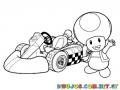 Dibujo De Honguito Con Su Carrito De Mario Kart Para Pintar Y Colorear Mariokarts