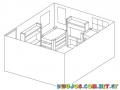 Dibujo De Una Habitacion En 3dD Para Pintar Y Colorear