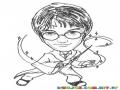 Dibujo De Harry Potter Con Su Varita Magica Para Pintar Y Colorear A Harrypoter