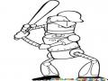 Dibujo De Robot Pelotero Para Pintar Y Colorear Robot Beisbolista Con Bate De Baseball