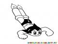 Dibujo De Astroboy Volando Con Propulsores Para Pintar Y Colorear