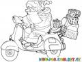 Dibujo De Santa Claus Repartiendo Regalos En Motoneta Para Pintar Y Colorear