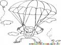 Dibujo De Nino En Paracaidas Para Pintar Y Colorear Chico Paracaidista Suspendido En Alas De Seda