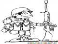 Dibujo De Soldado Con Fusil Galil Para Pintar Y Colorear