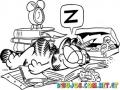 Dibujo De Garfield Durmiendo Sobre Libros Para Pintar Y Colorear