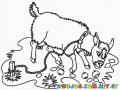 Dibujo De Una Cabra Comiendo Mientras Esta Amarrada A Una Estaca Para Pintar Y Colorear