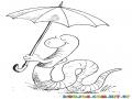 Dibujo De Lombriz Con Sombrilla Para Pintar Y Colorear Culebrita Lombricita Con Paraguas