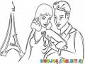 Dibujo De Pareja Enamorada De Luna De Miel En Paris Frente A La Torre Eifel Para Pintar Y Colorear