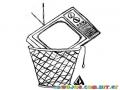 Dibujo De Televisor Viejo Tirado En Un Bote De Basura Para Pintar Y Colorear Tele Blanco Y Negro En El Basurero