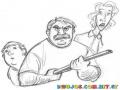 Dibujo De Hombre Defendiendo A Su Familia De Los Ladrones Con Una Escopeta Cuache Para Pintar Y Colorear