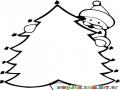 Dibujo Del Arbolito De Navidad Para Pintar Y Colorear Con Santaclos Atras