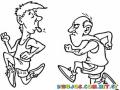 Dibujo De Hombres Corriendo Una Carrera Para Pintar Y Colorear Atletas Maratonistas Joven Y Viejo Trotando