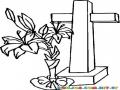 Flores Para El Dia De Los Muertos Dibujo De Un Arreglo De Flores Frente A Una Tumba Para Pintar Y Colorear 1 De Noviembre