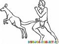 Dibujo De Hombre Haciendo Una Carrera Contra Un Canguro Para Pintar Y Colorear Canguro Y Hombre Corriendo