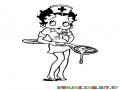 Dibujo De Beti Bup De Enfermera Con Una Cucharadita De Jarabe Gigante Para Pintar Y Colorear A La Enfermerita Betty Boop