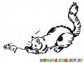 Dibujo De Gato Cazando A Un Raton Para Pintar Y Colorear Gato Atrapando Raton