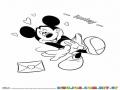 Dibujo De Mickey Mouse Enamorado Con Una Carta De Amor Para Pintar Y Colorear