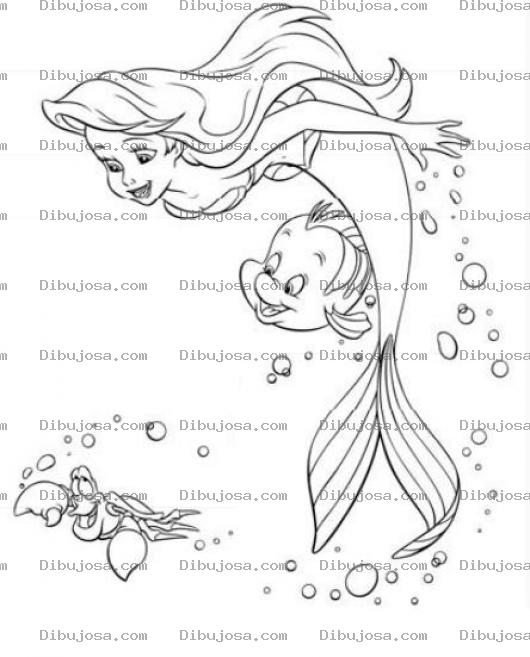Dibujo para colorear la sirenita jugando para colorear