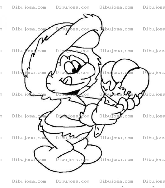 Dibujo para colorear Colorear Bebe Pitufo comiendo helado