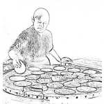 Dibujo para colorear Dibujo Para Colorear De Una Tortillera Haciendo Tortillas De Maiz En Un Comal