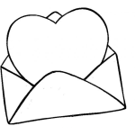 Dibujo para colorear Corazon En Un Sobre Para Pintar Y Colorear Con Una Dedicatoria Amorosa