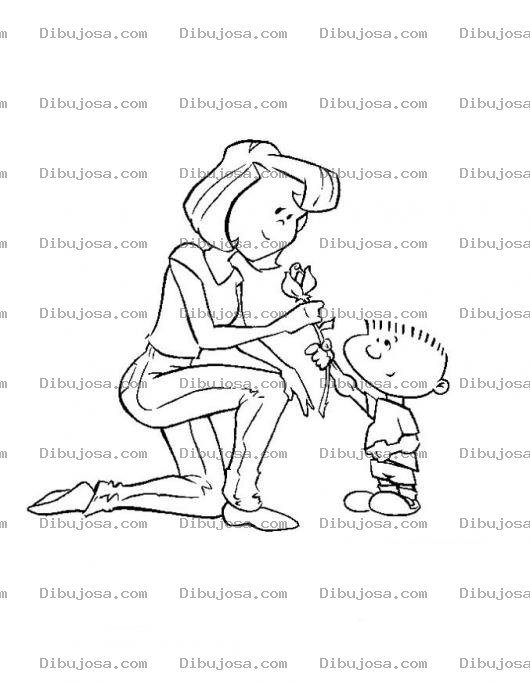 Dibujo para colorear Regalando Una Flor A Mama Para Pintar Y Colorear