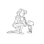 Dibujo para colorear Regalando Una Flor A Mama Para Pintar Y Colorear
