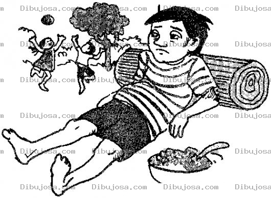 Dibujo para colorear Colorear Pobre Con Plato De Comida