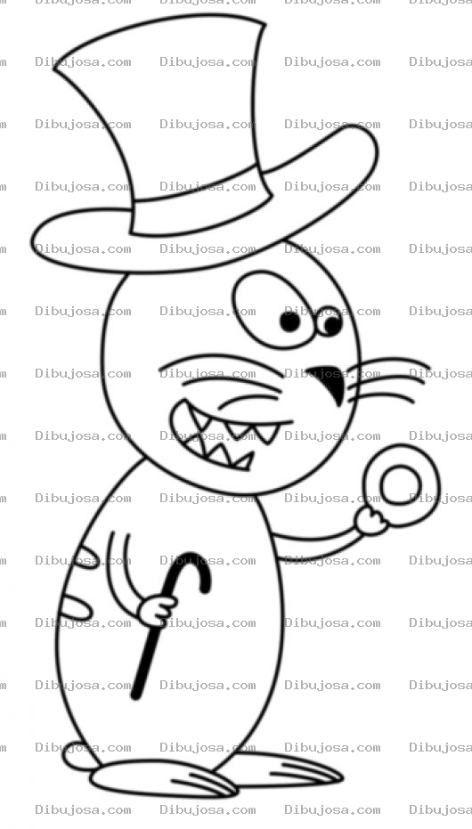 Dibujo para colorear Colorear Conejo Con Sombrero Dona Y Baston Para Colorear Y Pintar