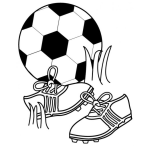 Dibujo para colorear Dibujo De Pelota Con Zapatos De Futbol Para Pintar Y Colorear