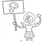 Dibujo para colorear Dibujo Para Colorear A Una Mujer Feminista Porotestando Por Los Derechos De La Mujer Y La Liberacion Femenina