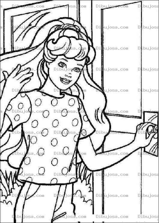 Dibujo para colorear Colorear a Barbie entrando a su cuarto