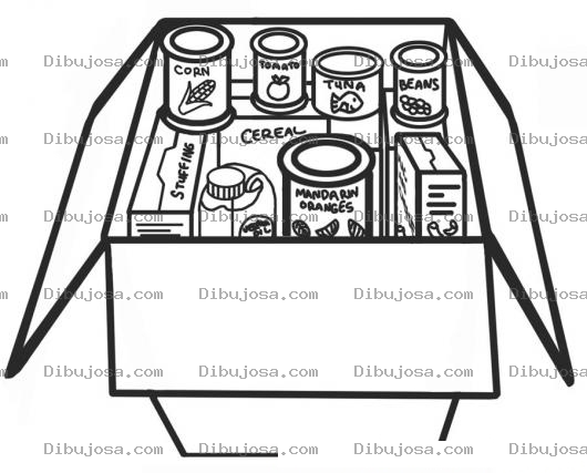 Dibujo para colorear Dibujo De Caja Con Alimentos Enlatados Para Pintar Y Colorear