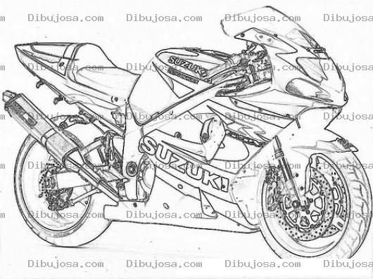 Dibujo para colorear Dibujo De Moto Suzuki parecida a la yamaha R6 Para Pintar Y Colorear