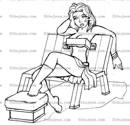 Dibujo para colorear Dibujo D Euna Chica Atrapada En Una Banca Para Colorear