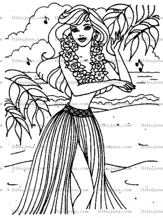 Dibujo para colorear Colorear a Barby en Hawaii